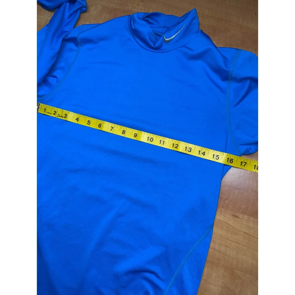 Nike Pro Combat Dri-FIT Mock Neck Long Sleeve Compression Shirt Blue Mens Small